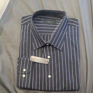 Men's Classic Navy Striped Dress Shirt